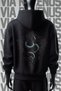 Snake Print Front and Back 3 Thread Wide Pattern Black Hooded Sweatshirt
