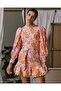 Mini Orange Floral Patterned Dress - 8