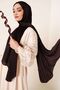 Evening Dress Janjan Shiny Satin Textured Hijab Evening Dress Chiffon Bitter Brown Shawl