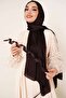 Evening Dress Janjan Shiny Satin Textured Hijab Evening Dress Chiffon Bitter Brown Shawl - 2