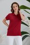Women's Claret Red Polo Neck T-Shirt - 3