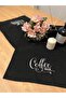 Velvet Textured Embroidered Decorative Black Runner Coffee Table Cloth 40x140 cm