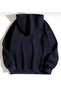 Basic Düz Sweatshirt - Lacivert Oversize Şardonlu Kapüşonlu - 2