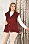 Women's Button-Down Knitwear Mother's Vest Large Size Silim Fit Non-Pilling Comfortable Cutting with Pockets