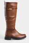 Tan Color Side Zipper Rubber Sole Buckle Round Toe Women's Boots