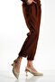 Beige Knitted Fabric Open Back Ankle Strap Stiletto Women's Heeled Shoes - 3
