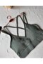 Aurafit V-Neck Back Cross Strap Design Sports Bra/ Bustier-9024 - 5