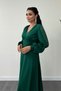 Crepe Fabric Sleeves Tulle Evening Dress - ZIMRUT GREEN - 3