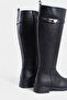 Black Side Zipper Rubber Sole Buckle Round Toe Women's Boots - 4