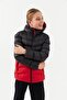 Girl's Windproof Thick Fiber Black-Red Hooded Jacket - 2