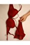 NBB Burgundy Lace-Up Unpadded Wired Bra and Panty Set with Bust Straps - 4425 - 3