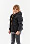 Girl's Onion Pattern Water and Windproof Fiber Black Hooded Coat - 2