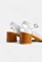 White Genuine Leather Cross Strap Ankle-Tie Women's Heeled Shoes - 4