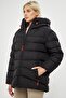 Women's Black Fiber Hooded Windproof Puffer Winter Jacket - 3
