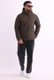 Men's Khaki Windproof Hood Portable Bag Fiber Filled Lightweight Sports Coat - 3