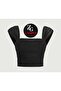 Women's Black Crop Bustier Gathered Draped Sleeves Silk Jersey Crop Bustier