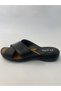 Genuine Leather Massage Sole Black Women's Slippers J515