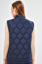 Women's Water And Windproof Onion Pattern Quilted Navy Blue Vest - 8