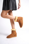 Wemodacomtrayakkabı Women's Medium Size Fur Lined Tan Suede Flat Sole Boots - 4