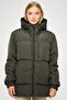 Women's Khaki Fiber Hooded Windproof Inflatable Winter Coat