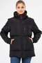 Women's Black Fiber Windproof Hooded Puffer Sports Winter Coat