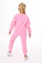 Girl's 3 Thread Ribbed Tracksuit Set Top and Bottom Pink Black Color Comfortable Fit - 2
