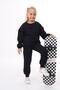 Girl's 3 Thread Ribbed Tracksuit Set Top and Bottom Pink Black Color Comfortable Fit