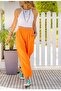 High Waist Orange Muslin Trousers - Wide Cut Bohemian Style - 3