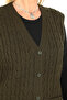 Women's V-Neck Winter Thick Wool Chain Modeled Knitwear Buttoned Pocket Mother Vest - 3