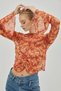 Floral Print Ross Mesh Blouse with Spanish sleeves with Front Gather Detail - 4
