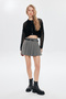 Belt Detailed Pleated Mini Skirt Gray - 3