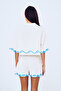 Natural Embroidery Printed Crop Shirt - 5