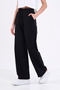 Women's Seasonal Loose Wide Comfortable Leg Black Sweatpants with Side Pockets - 3