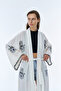 Embroidery Detailed Long Linen Kimono Natural - 3