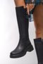 Rhithrern Women's Below the Knee Stretch Boots 00121925 Black Skin - 5