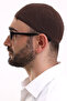 Lace Cotton Knitwear Machine Knitted Skullcap Brown - 3