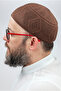 Bowknot Lace Knitted Prayer Cap - Brown - 3