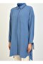 Navy Blue Long Tunic - with Tie Detail, Refka - 3