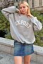 Gray Oxfrt Printed Cotton Women's Sweatshirt