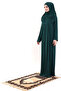 One Piece Practical Prayer Dress with Headscarf and Robe 8015 Emerald Green - 5