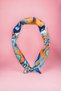 Orange Blue Ethnic Patterned Satin Bandana Colorful Scarf New Season Hair Accessory - 2