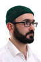 Green Folded Plain Pattern Winter Velvet Skullcap Hat - 2