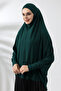 Emerald Green Ready Practical Sultanbaş Hijab Sleeve Combed Cotton Souffle Scarf Hijab - 4
