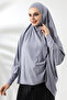 Gray Ready Practical Sultanbaş Hijab Sleeve Combed Cotton Souffle Scarf Hijab - 6