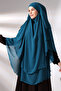 Petrol Chiffon Three Layers with Veil Long Hijab Souffle Scarf - 5