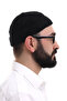Black Folded Plain Pattern Winter Velvet Skullcap Hat - 4