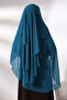 Petrol Chiffon Three Layers with Veil Long Hijab Souffle Scarf - 6