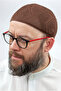 Bowknot Lace Knitted Prayer Cap - Brown - 2