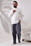Cream Men's Relaxed Fit 3-Button Judge Collar Hajj and Umrah Linen Shirt - 5