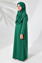 One Piece Practical Children's Prayer Dress with Headscarf Green - 7